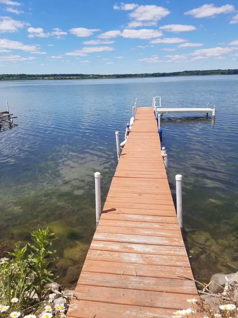 View of the deck and Cayuga Lake.