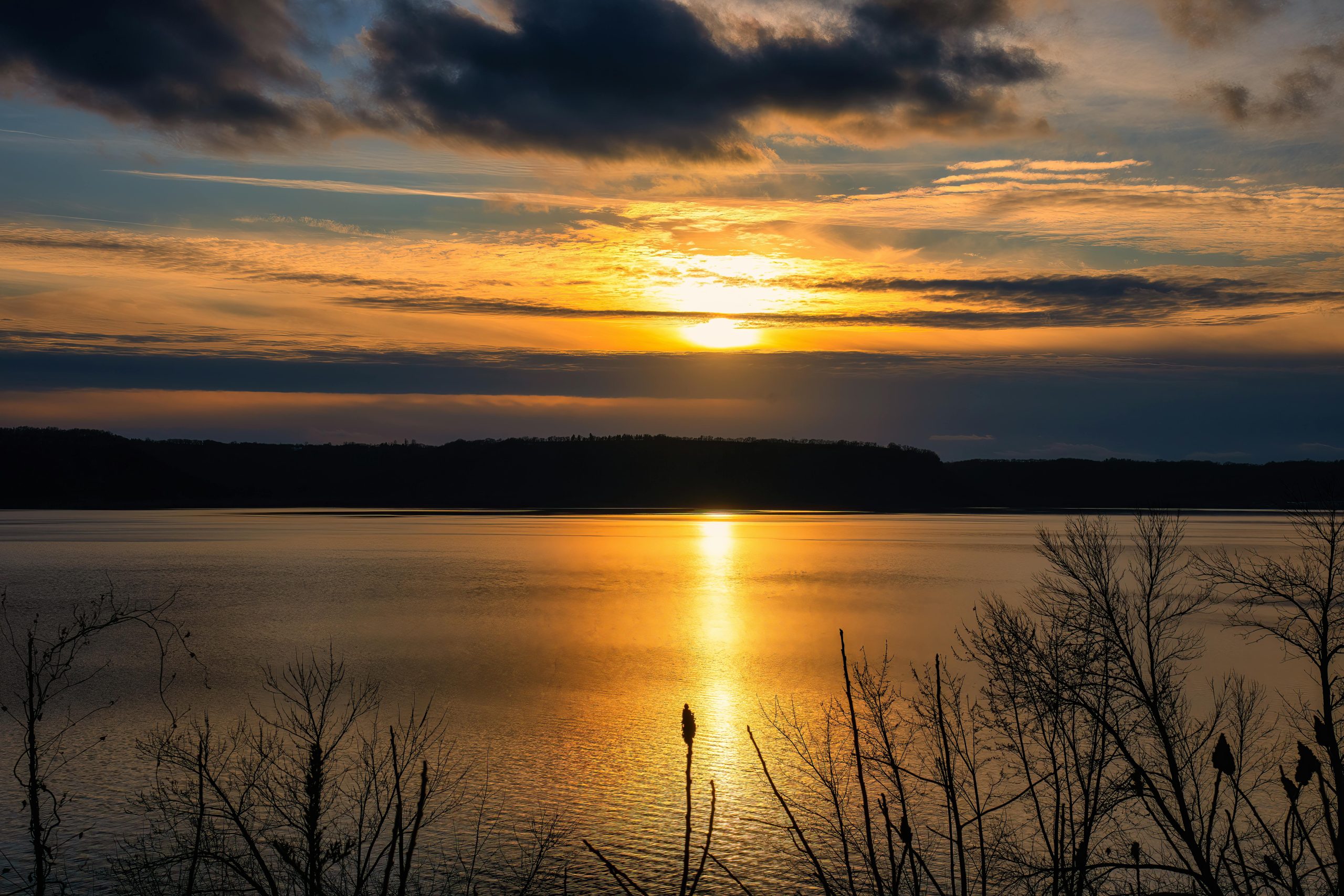 Beautiful lake sunset.